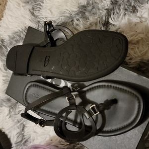 Black leather sandals